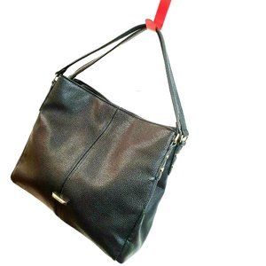 ANNE KLEIN Black Faux Pebbled Leather Handbag
